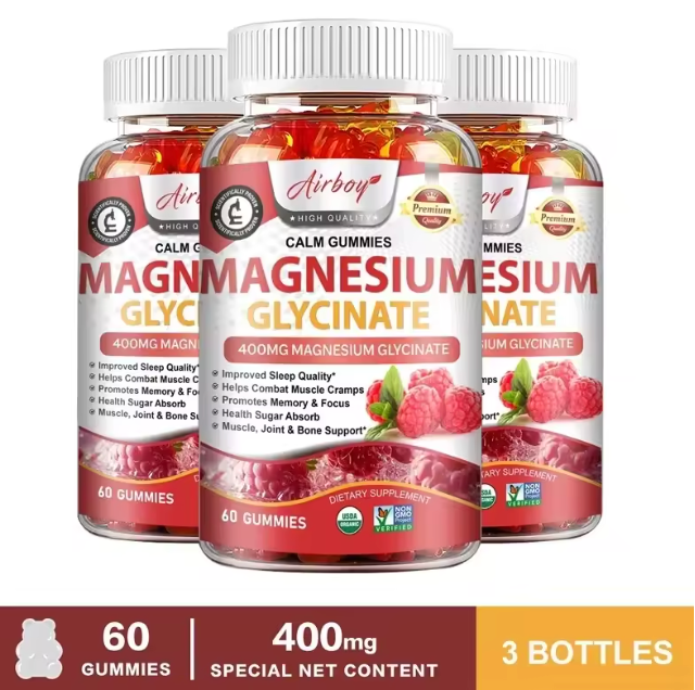Magnesium Glycinate Gummies - Brain Health, Strengthen Muscles and Bones, Improve Sleep, Relax Nerves